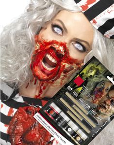 Horror Zombie Sminkesæt med Flydende Latex 4x 29,5 ml med 4 stk. Børster uden AMMONIAK