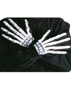 Sorte Handsker med 3D Skelethænder - Lyset i Mørket