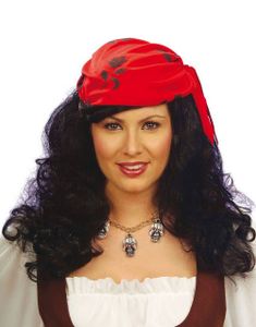 Piratparyk med Hovedtørklæde og Krøller - Sort