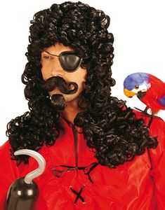 Sort Krøllet Kaptain Paryk