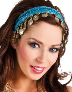 Blå Harem /Sigøjner Hårbøjle med Mønter
