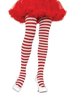 Stribede Hvid og Rød Strømpebukser - Plus Size