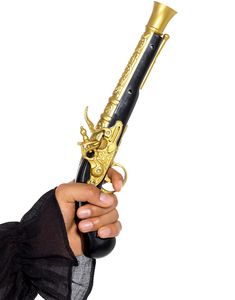 Sort og Guldfarvet Piratpistol 35 cm