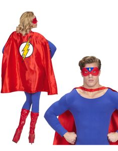 Rød Superhelt Kappe og Øjenmaske
