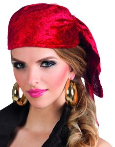 Rød Pirathat med Fløjl og Knyting