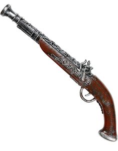 Brun og Sølvfarvet Pirat Pistol 43 cm