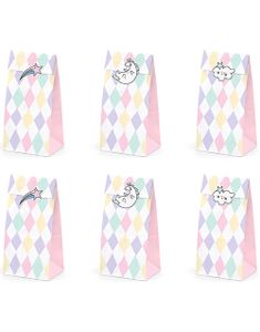 6 stk Godteposer med Klistermærker - Magisk Enhjørning