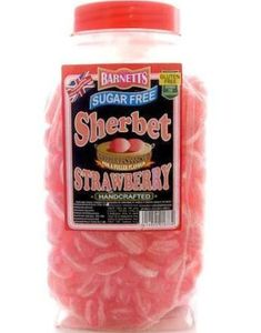 3 kg Barnetts Sugarfree Sherbet Strawberry - Kjempestor Boks med Jordbærsukkertøy