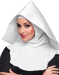 Hvid Nonne Hovedbeklædning med Halsklæde