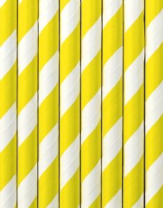 10 stk. Gule Stribede Sugerør