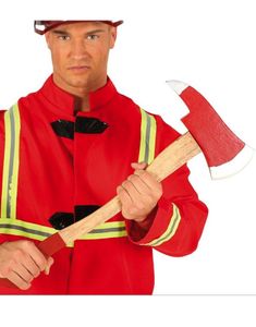 Rød Økse til Brandmand - 60 cm Kostumetilbehør