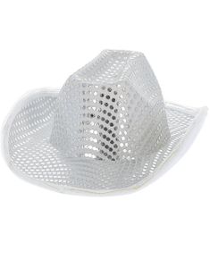 Sølvfarget Cowboyhatt med Paljetter og LED Lys - Tre Innstillinger