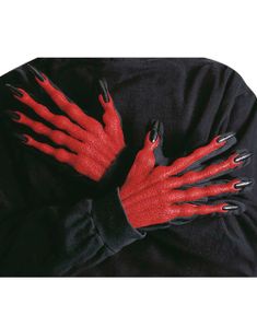 Sorte Handsker med Røde 3D Djævlehænder