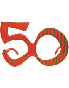 50 År - Orange Fødselsdagsbriller med Striber og Prikker