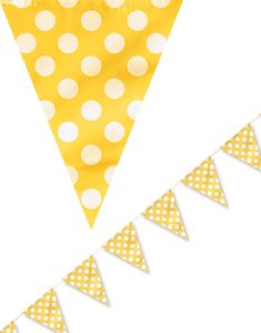 Gult Banner med Hvide Polka Dots 365 cm