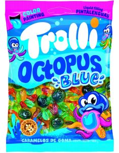 Trolli Octopus Blue - Tungefargende Vingummi Blekkspruter 100g