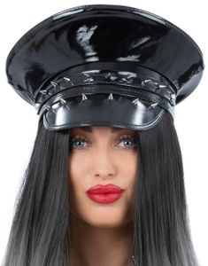Deluxe Svart Skinnimitert Kapteinhatt med Nagler