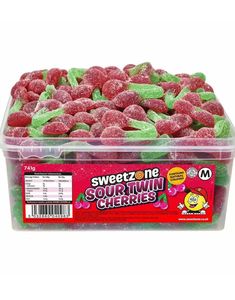 Sweetzone Sour Twin Cherries – Boks med Sure Vingummi-kirsebær 741 gram