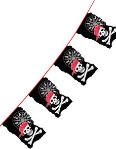 10 Meter Lang Piratbanner med Flag - Pirates of the Seven Seas