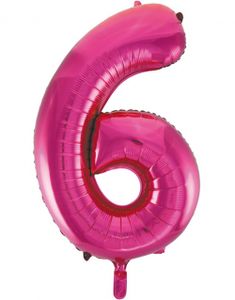Tallet 6 - Rosa JUMBO Folieballon 86 cm