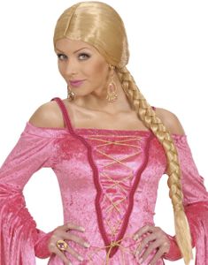 Rapunzel - Blond Paryk med Lang Fletning