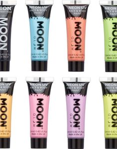 VÆLG BLANDT 8 FARVER - Neon UV/Blacklight Pastel Ansigts- og Kropsmaling 12 ml