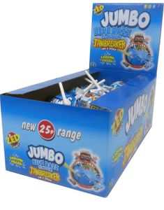 36 stk Zed Jumbo Pop Blue Raspberry - Jawbreaker Kjærlighet på Pinne med Tyggiskjerne - Hel Eske 1,22 kg