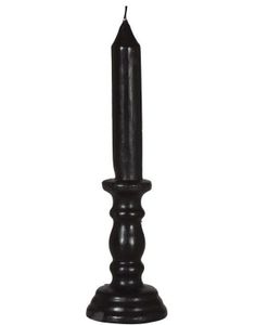 Svart Stearinlys Formet som en Lysestake med Lys - 27 cm