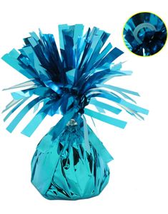 Ballonvægt i Folie med Fæstering - Lyseblå