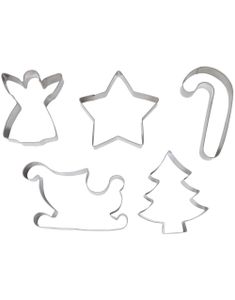 5 stk Kakeutstikkere/Kakeformer i Metall med Forskjellige Julemotiver