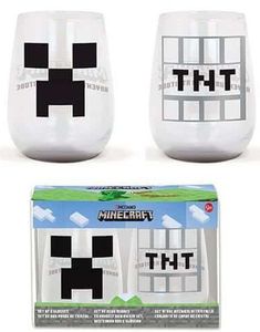 Minecraft Sæt med 2 Fodløse Vinglas/Ølglas/Sodavandsglas - 510 ml