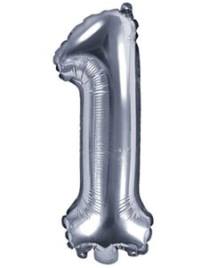 Tallet 1 - Sølvfarvet 35 cm Folieballon
