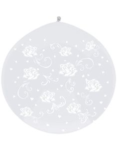 White Roses - Gennemsigtig JUMBO Ballon 1 meter