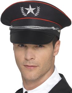 Sort Deluxe Militærhat med Bånd