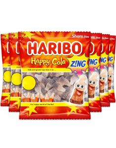 12 stk Haribo Happy Cola Z!NG - Fizzy Vingummi Colaflasker - Hel Æske 1,68 kg