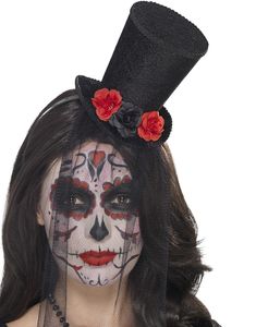 Mini Top Hat med Slør og Blomster