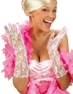 Hvide Bomuldshandsker - 40 cm