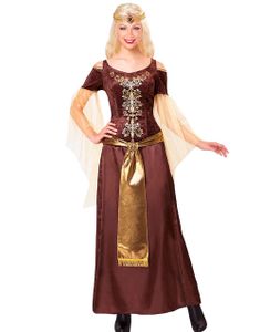 Brunt og Guldfarvet Vikingkostume til Dame