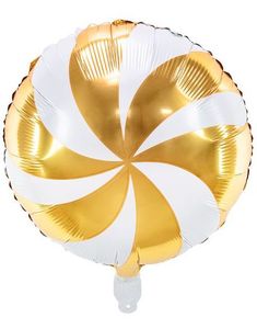 Rund Hvit og Gull Folieballong 35 cm