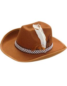 Brun Cowboyhat til Børn Pyntet med Fjer