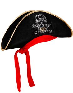 Sort Pirathat med Kranie og Knyting