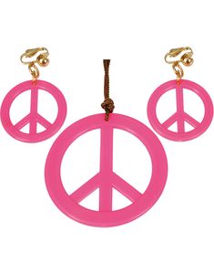 Neon Rosa Hippiesæt med Smykke og Øreringe