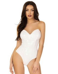 Hvit Vinyl Bodysuit - Kostyme til Dame