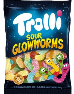 Trolli Sour Glowworms - Sur Vingummi 150 g
