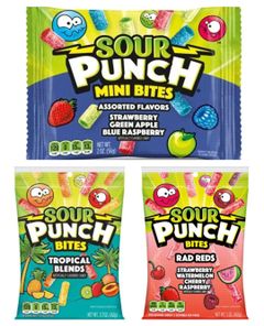 Taste Them All – Sour Punch Bites Vingummi – Tre Varianter – Pakketilbud