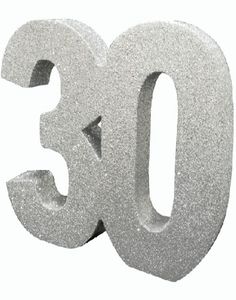 Sølvfarvet Glitrende 30 År Borddekoration  20 cm