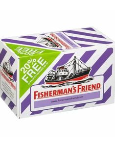 24 stk Sukkerfri Fisherman's Friend med Smak av Solbær og Mentol - Hel Eske 600 gram