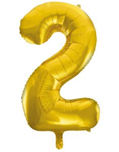 Tallet 2 - Guldfarvet JUMBO Folieballon 86 cm
