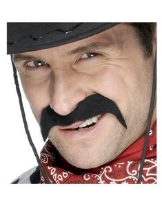 Cowboy Overskæg- Sort Overskæg