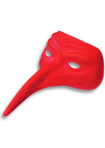 Rød Venetiansk Maske Med Lang Næse - Kan Males!
